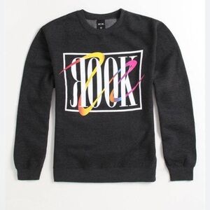 Rook Wave Mens Charcoal Black Crew Fleece Sweatshirt Sweater size M
